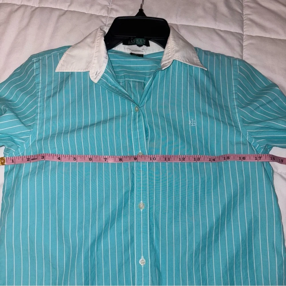 Lauren Ralph Lauren Women’s Blue and White Striped Cotton Shirt - Picture 5 of 6